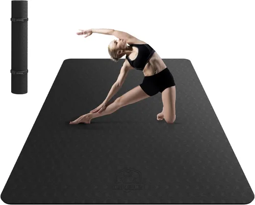 Miniatura 8 de HAPBEAR Tapete de yoga extra grande de 2.835 x 1.890 x 0.236 in (1/4 pulgadas), antideslizante, duradero, grueso y ancho para entrenamientos