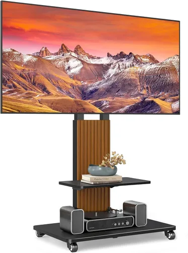 Miniatura 9 de TVON Soporte de TV de suelo resistente para televisores grandes de 55 a 90 pulgadas de hasta 150 libras, soporte de TV alto con montaje ajustable