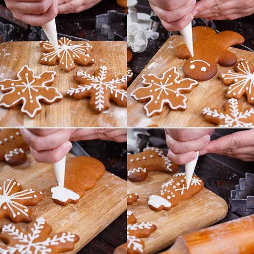 Miniatura 7 de Cortadores de galletas de Navidad, juego de 8 cortadores de galletas de invierno, cortador de metal de acero inoxidable con hombres de jengibre