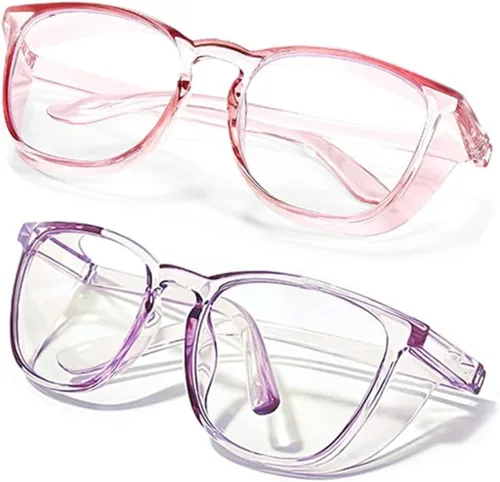 SQIMZAR - Lentes de seguridad para mujeres, para enfermeras, lentes protectores, lentes de seguridad antivaho Púrpura claro+rosa claro