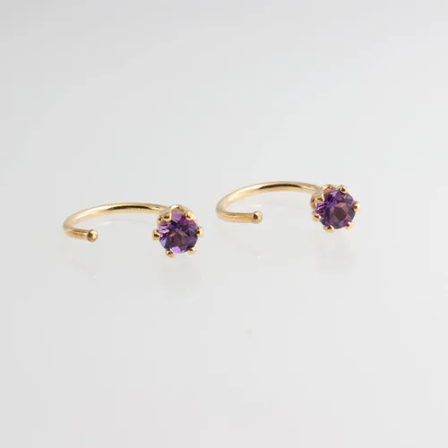Miniatura 28 de Half Huggie Birthstone Gold Hoop Earrings for Women Tiny Cartilage Stud Piercing Earring Hypoallergenic Earring Screw Back Dainty Hug