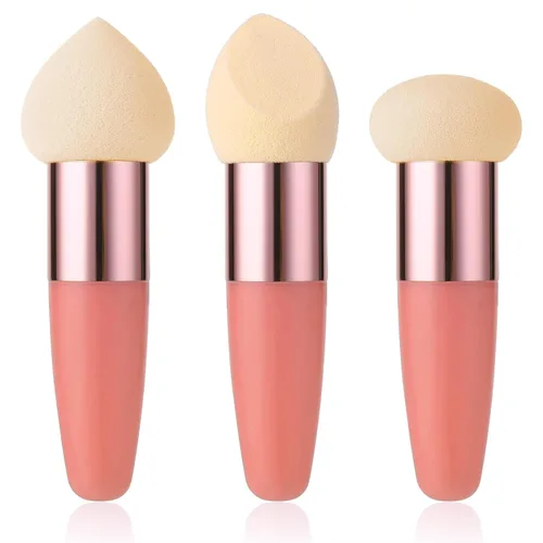 Miniatura 11 de Sibba Juego de 3 esponjas de maquillaje, corrector de base, soplo de mezcla con mango aplicador de cepillo en ángulo, embalaje portátil para cara