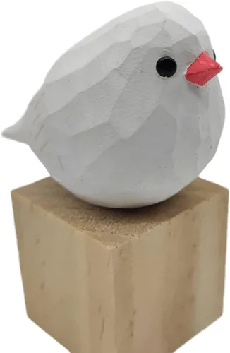 Miniatura 43 de Figura de pájaro de madera Azure Tit, tilo tallado a mano, marrón claro, decoración moderna para el hogar, regalo de pájaro