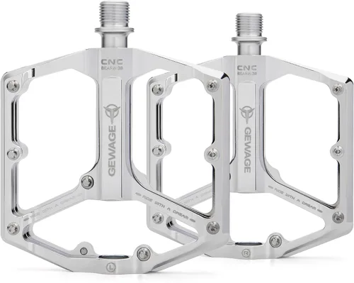 Miniatura 10 de Pedales de bicicleta de carretera/montaña - Pedales de bicicleta de 3 rodamientos - Pedales planos mecanizados CNC de 9/16 pulgadas con clavos