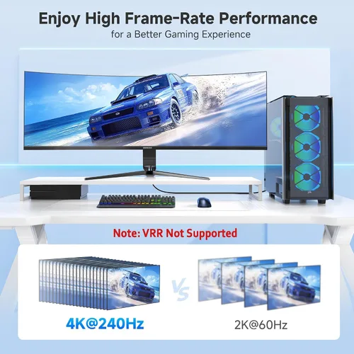 Miniatura 4 de Cable Matters Cable DisplayPort a HDMI 2.1 unidireccional 8K - 6 pies, con 4K 240Hz / 8K 60Hz, puerto de pantalla a cable HDMI 2.1, compatible