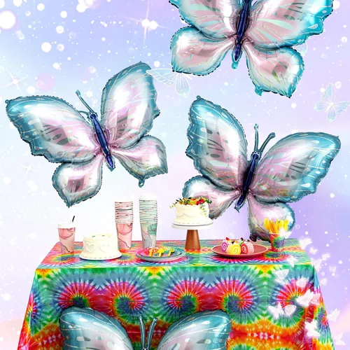 Miniatura 6 de Poen 12 globos de mariposa moradas de 40 pulgadas a granel, globos de mariposa de hadas para decoraciones temáticas de mariposas, bodas, cumpleaños