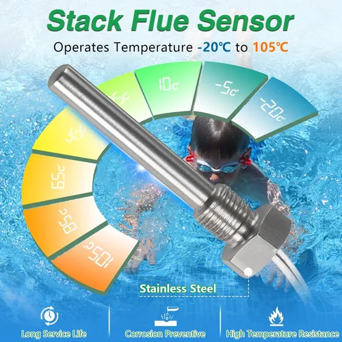 Miniatura 4 de El kit de reparación de calentador de piscina incluye sensor de combustión apilable, interruptor de límite alto y termistor de calentador compatible