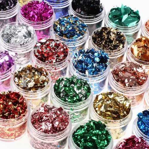 Miniatura 2 de Copos dorados para resina, 30 colores metálicos, lámina para manualidades con pinzas para arte de resina, arte de uñas, joyas y fabricación de velas