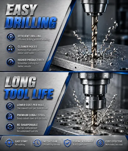 Miniatura 6 de Broca de cobalto 1/2 pulgadas HSS Co M35 Jobber Longitud Twist Drill Acero Metal-5pcs