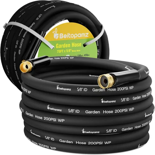 Miniatura 16 de Beitopamz Manguera de Jardín Corta de 1 pie x 5/8 pulgadas de Macho a Hembra, Manguera de Agua Pequeña Resistente, Conector de Extensión, Manguera