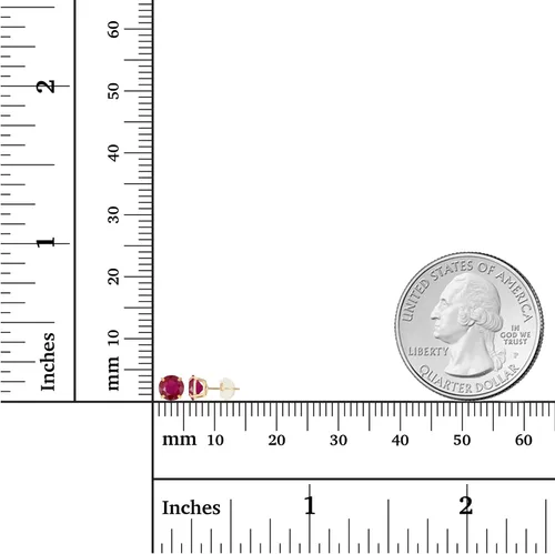 Miniatura 4 de Aretes de tuerca de oro macizo de 10 quilates de 0.157 in con piedra natal genuina