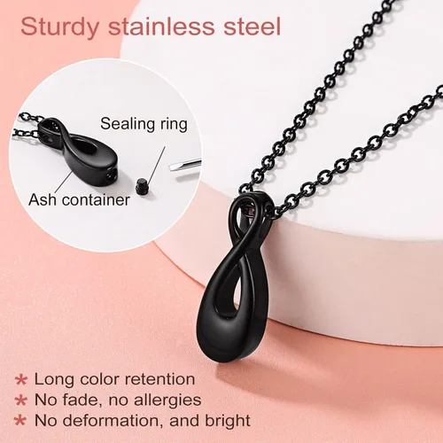 Miniatura 219 de FindChic Collares personalizados con urna para cenizas, barra vertical, gato, luna, reloj de arena, garra de perro, acero inoxidable, chapado en oro