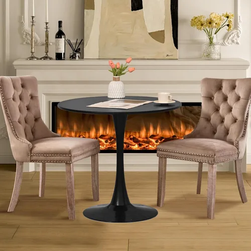 Miniatura 28 de Juego de 6 Sillas de Comedor Tapizadas de Terciopelo, Sillas Laterales de Cocina de Estilo Moderno con Ribete de Tachuelas y Patas de Madera, Anillo