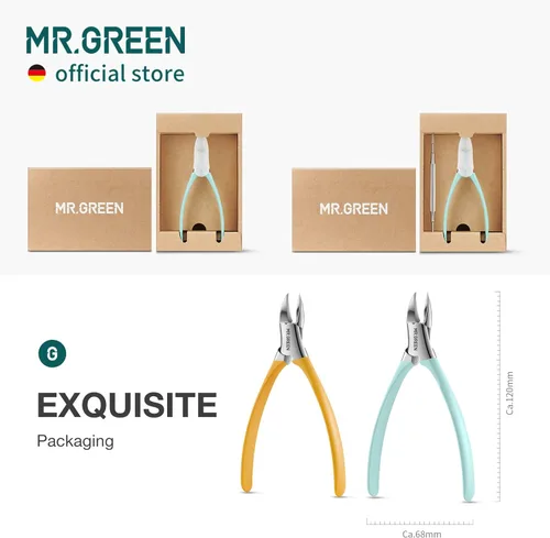 Miniatura 6 de MR.GREEN Cortaúñas de Acero Inoxidable para Uñas Encarnadas, Cortador de Uñas Gruesas y Duras, Herramientas para Manicura y Pedicura (Verde)