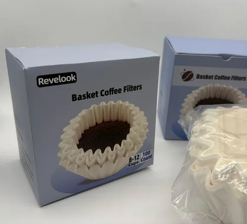Miniatura 5 de Filtros de café de 8 a 12 tazas, 7.875 x 3.25 pulgadas, 100 filtros de café para cesta, papel de filtro de café desechable blanco de 8 a 12 tazas