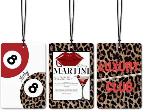 Miniatura 8 de Ambientador de Coche con Estampado de Guepardo Rosa Caliente 3 Piezas para Mujeres, Lindo Ambientador de Papel Colgante con Aroma Dulce, Decoración