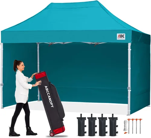 Abccanopy - Toldo de 10 x 10 pies, con paredes laterales, sombra instantánea, con bolsa con ruedas para guardarlo. Incluye 4 bolsas de lastre,