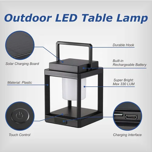 Miniatura 5 de Linterna Solar de Mesa para Exteriores: Luces LED Colgantes Portátiles - Luces Decorativas Impermeables para Patio y Camping