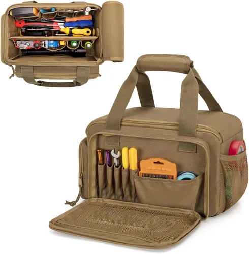 Miniatura 10 de Rexmica Bolsa de herramientas de 12 pulgadas con fondo antifricción, bolsa organizadora de almacenamiento de herramientas manuales para hombres