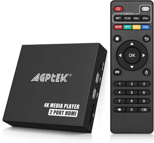 Reproductor multimedia 4K @30Hz con salida dual HDMI, AV/VGA, divisor HDMI 4K, reproductor MP4 digital para 14TB HDD/512G USB/256G tarjeta SD/H.265