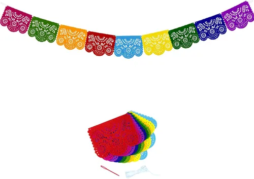 Miniatura 12 de Cartel de Picado de fieltro de cabello mexicano,Fiesta mexicana Fiesta Fieltro Banners,Decoración Día De Los Muertos Suministros para Fiesta Bandera