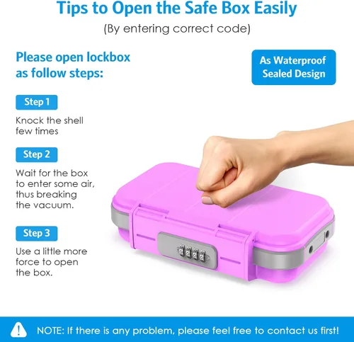 Miniatura 7 de AMIR Caja de seguridad portátil, cerradura de combinación con código, impermeable, antirrobo, mini caja de seguridad de viaje con cadena extraíble