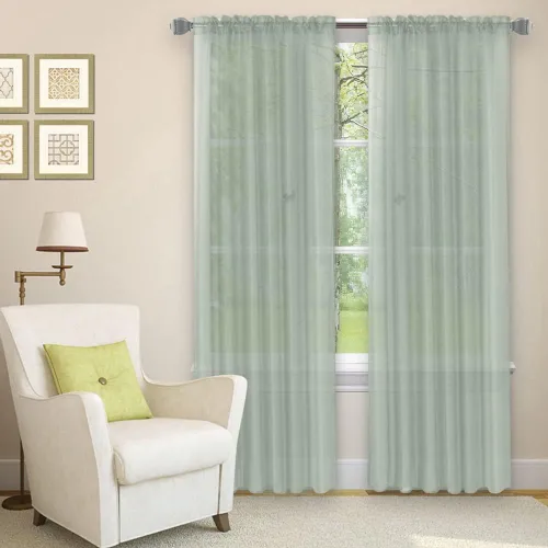 Miniatura 4 de Golden Linens LLC Juego de 2 paneles transparentes de color gris para ventana, bolsillo para barra, 54 pulgadas de ancho x 84 pulgadas de largo cada