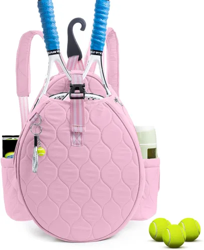 Miniatura 9 de Bolsa de tenis acolchada para mujer – Mochila de tenis y bandolera Capacidad para 2 raquetas o 3 paletas de pickleball Bolsa ligera para raqueta