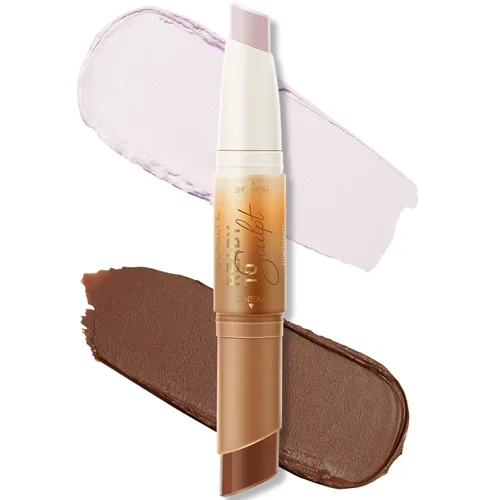 Miniatura 7 de FOCALLURE Lápiz bronceador e iluminador crema 2 en 1, lápiz de contorno no graso y que no se seca, fácil de crear un acabado mate natural, larga