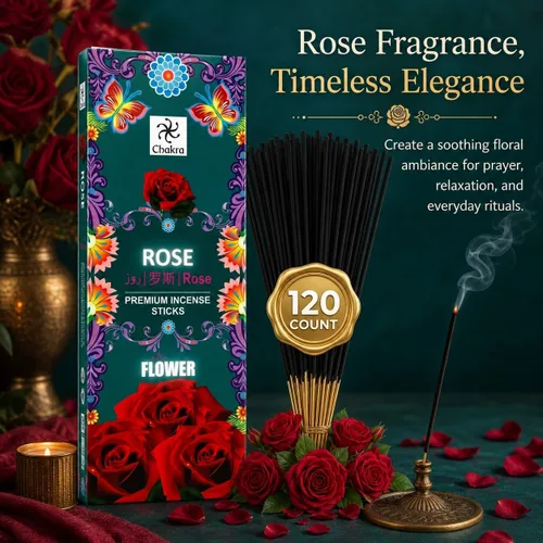Miniatura 3 de Varillas de incienso de rosa roja – 120 unidades Aroma de rosa floral de larga duración Incienso perfumado para fragancia del hogar, meditación