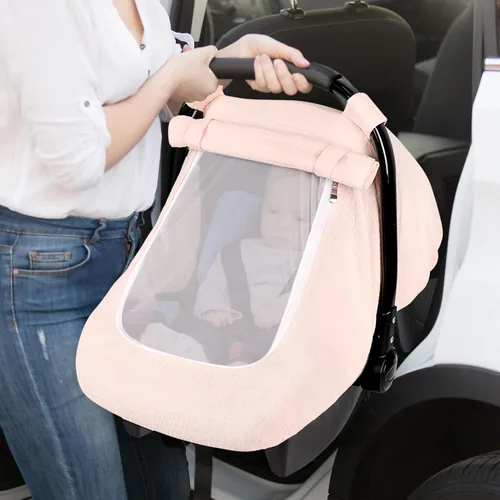 Miniatura 9 de Hooyax Funda de asiento de automóvil de muselina para bebé, toldo transpirable y de privacidad con 3 modos, fácil de instalar y embalaje en caja