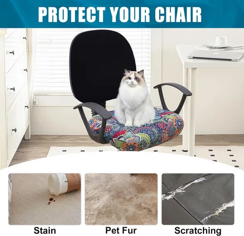 Miniatura 8 de Smiry - Fundas para silla de oficina y computadora con diseño impreso, ajuste elástico, universal, para escritorio, fundas para silla giratoria