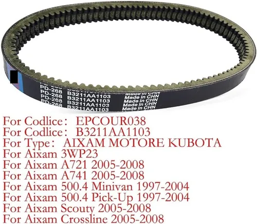 Miniatura 2 de Correa de transmisión para Aixam 500.4 Minivan 1997-2004 A721 A741 Crossline Scouty 2005-2008 3WP23 para Codlice: B3211AA1103
