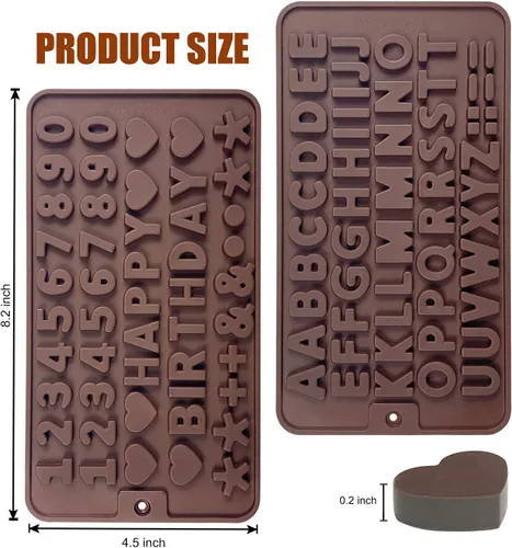 Miniatura 6 de Walfos Molde de silicona para letras y números de chocolate, molde antiadherente para chocolate, hecho de silicona de grado alimenticio, sin BPA