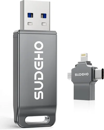 Miniatura 13 de Memoria USB USB con certificación MFi para iPhone, memoria externa 4 en 1 para ahorro de video y copia de seguridad (rosa rosa, 256 GB)