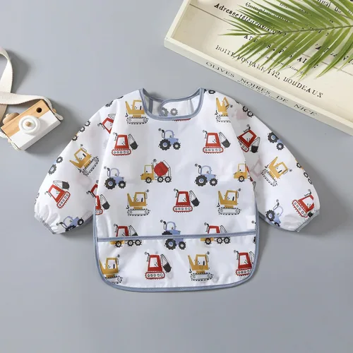 Miniatura 3 de Babero de manga, paquete de 5, baberos impermeables para bebé de 3 a 24 meses, fáciles de limpiar con toalla