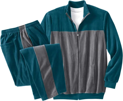 Miniatura 5 de KingSize Chándal de terciopelo grande y alto con bloques de color para hombre