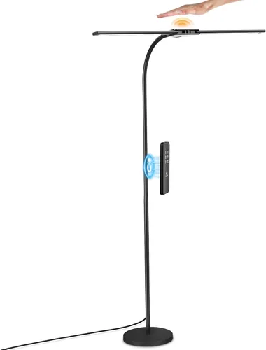Miniatura 9 de Syrinx Lámpara de Pie LED, Lámparas de Pie de Doble Cabezal con Cuello de Ganso para Sala de Estar con Interruptor de Gestos y Control Remoto
