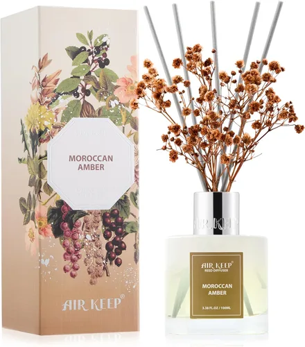 Miniatura 12 de Airkeep Juego de difusor de junco, 3.38 onzas líquidas (3.4 fl oz), difusor de aceite de niebla marina y sal marina con 8 varillas de caña, difusor