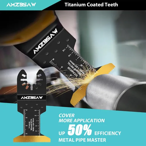 Miniatura 4 de AMZBSAW 22 Piezas Cuchillas Oscilantes de Titanio para Multiherramienta para Corte de Metal, Hojas de Sierra Universales para Metal, Clavos