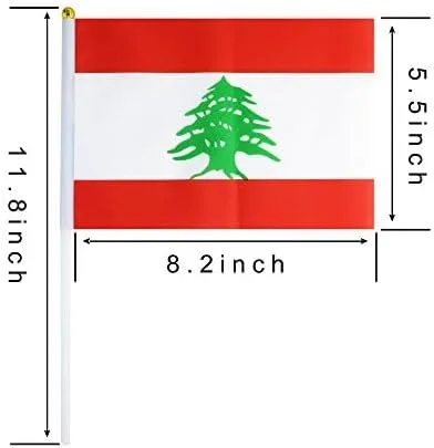 Miniatura 4 de Paquete de 25 banderas pequeñas de mano, bandera del Líbano del Líbano, Bandera del Líbano, Banderas de País Nacionales, Suministros de Decoración