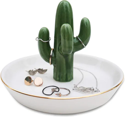mono living Soporte para anillos de cactus, bandeja de joyería para adolescentes, niñas, plantas pequeñas, cosas geniales, decoración bohemia para