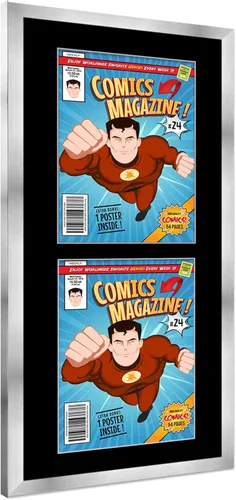 Miniatura 22 de Poster Palooza Marco de cómic con paspartú para 1 cómic de la Edad de Bronce publicado entre 1970 y 1985, marco de cómic negro para cómic de 7.25 x