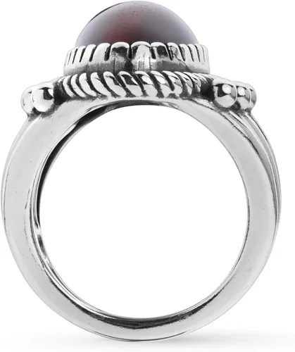 Miniatura 4 de Anillo ovalado con piedras preciosas de ojo de tigre de color marrón americano del oeste, tallas 5 a 10, Metal Metal Piedra preciosa, ojo de tigre