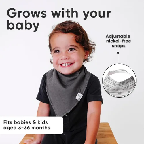 Miniatura 5 de Copper Pearl Paquete de 6 baberos de algodón suave para babeo y dentición, baberos absorbentes para bebés niñas y niños, ajustables para adaptarse a