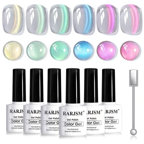 Miniatura 52 de RARJSM Juego de Esmaltes de Gel Nude Colección Jelly Pink de 6 Colores Naturales Transparentes Rosa Translúcido Lechoso Malva Morado Marrón Claro