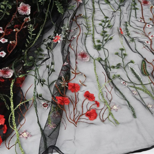 Exquisita tela de encaje bordado floral de tul para costura, vestido superpuesto, adorno de cortina, 60 pulgadas de ancho (2 yardas precortadas,
