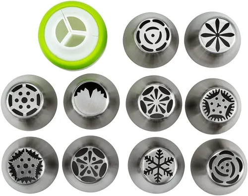 Miniatura 6 de Restaurantware Pastry Tek - Juego de 21 puntas de tuberías rusas duraderas para decoración de tartas, 10 puntas de tubería, 10 bolsas de tuberías