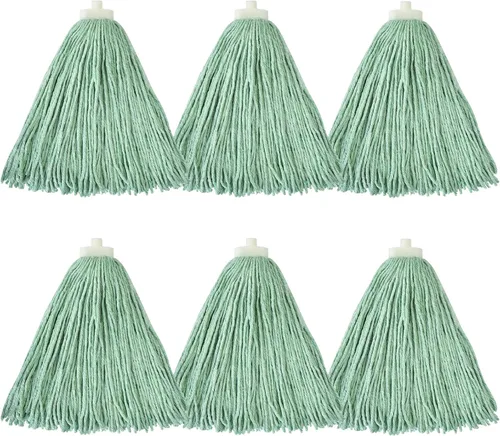 Miniatura 22 de Matthew - Cabezales de repuesto para trapeador húmedo de algodón resistente (azul, mediano, paquete de 12) con 2 paños de microfibra para uso