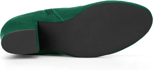 Miniatura 5 de Allegra K Botines de tacón grueso con punta redonda para mujer